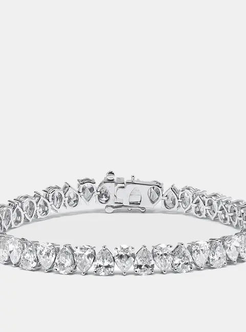 15.5 cts Pear Lab Grown Diamonds 18k White Gold Bracelet