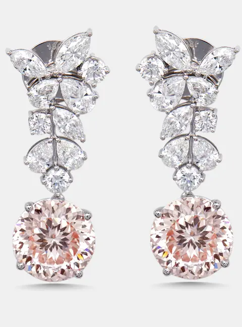 16 cts Pear, Modified Round Lab Grown Diamonds 18k White Gold Earrings
