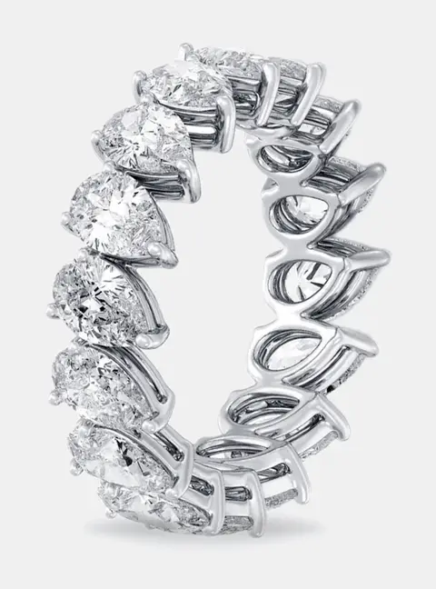 3.5 cts Pear Lab Grown Diamonds 18k White Gold Eternity Ring Size 53
