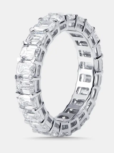 4.5 cts Radiant Lab Grown Diamonds 18k White Gold Ring Size 53