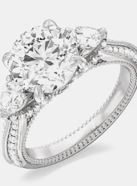 2.5 cts Pear Cut Lab Grown Diamond 14k White Gold Ring EU 50.5