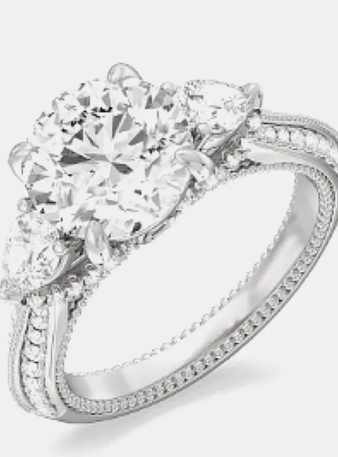 2.5 cts Pear Cut Lab Grown Diamond 14k White Gold Ring EU 50.5
