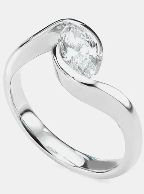 1 cts Marquise Lab Grown Diamond 14k White Gold Wedding Ring EU 52
