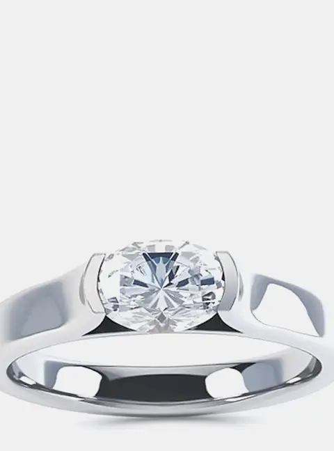 1 cts Oval Lab Grown Diamond Wedding 14k White Gold Ring EU 53
