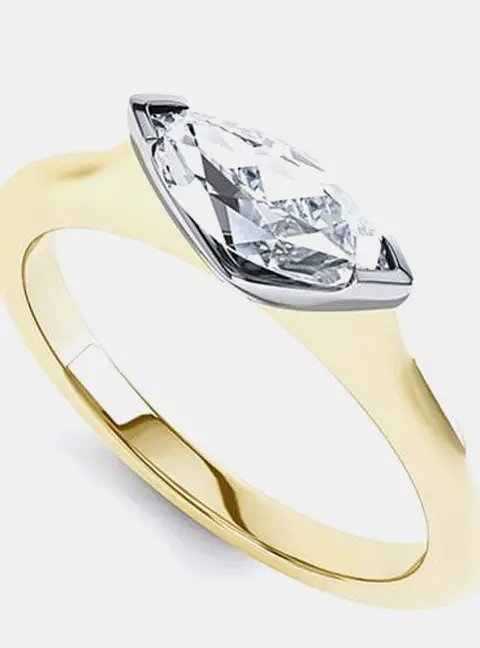 1 cts Marquise Lab Grown Diamond 14k Yellow Gold Wedding Ring