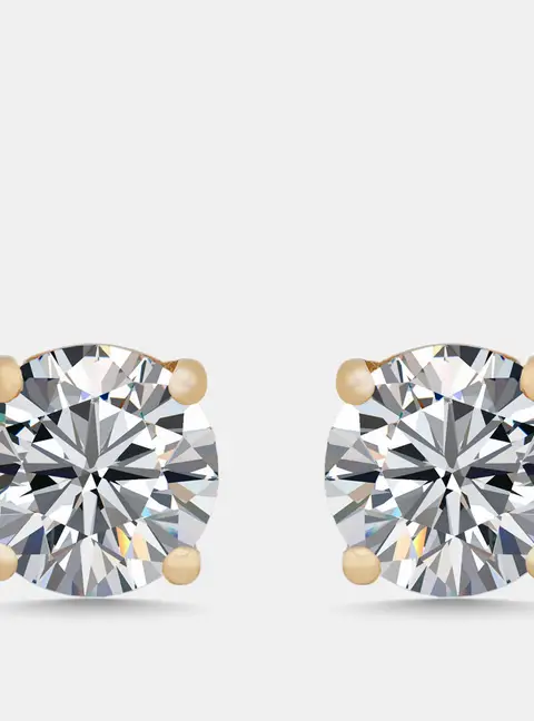2.00 cts Round Lab Grown Diamond 18k Yellow Gold Earrings