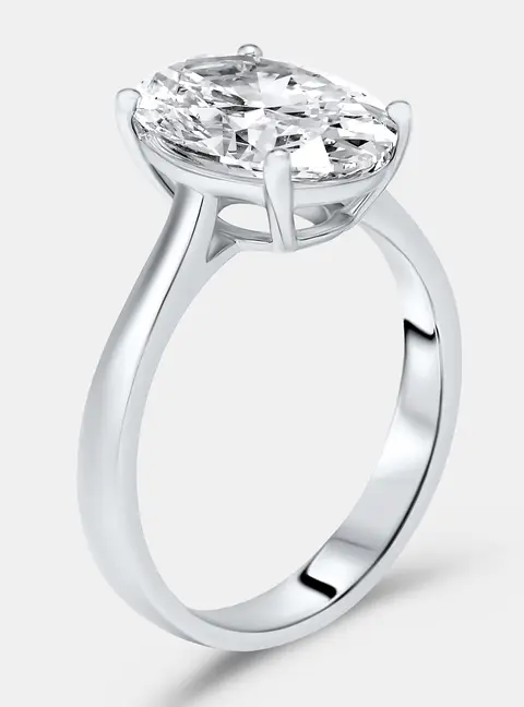 3.00 cts Oval Lab Grown Diamond 18k White Gold Ring Size 51