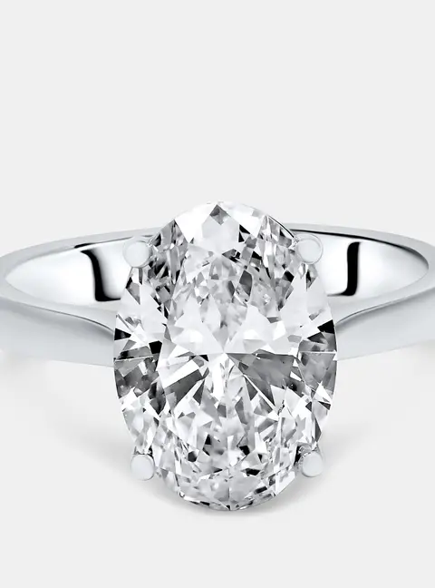 5.00 cts Oval Lab Grown Diamond 18k White Gold Ring Size 55