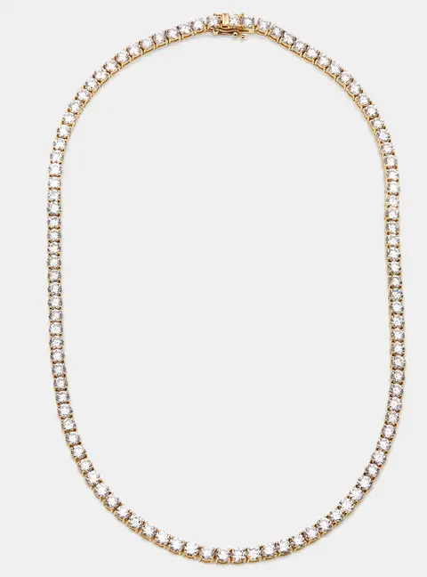 30 cts Round Lab Grown Diamond 18k Yellow Gold Necklace