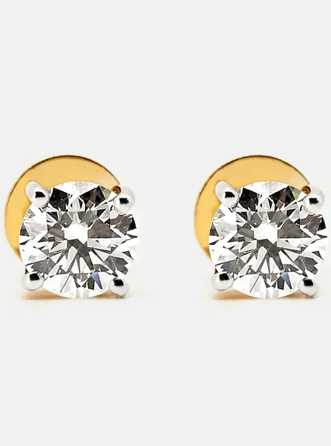 2.00 cts Round Lab Grown Diamond 18k Yellow Gold Earrings