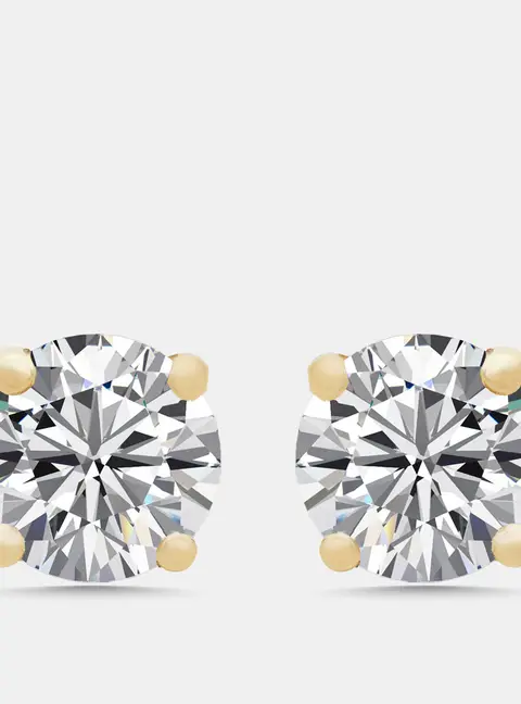 1.00 cts Round Lab Grown Diamond 18k Yellow Gold Earrings