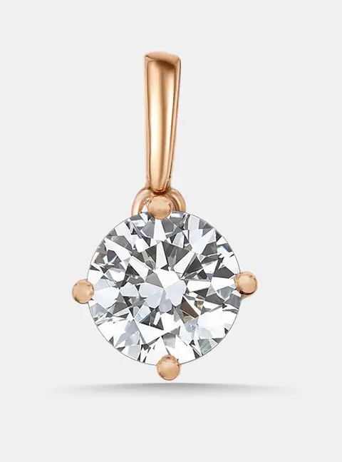 1.00 cts Round Lab Grown Diamond 18k Rose Gold Pendant