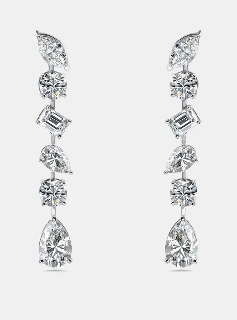 3.05 cts Lab Grown Diamonds 18k White Gold Earrings