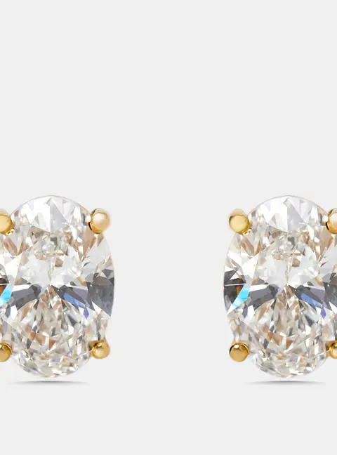 4 cts Oval Lab Grown Diamonds 18k Yellow Gold Earrings