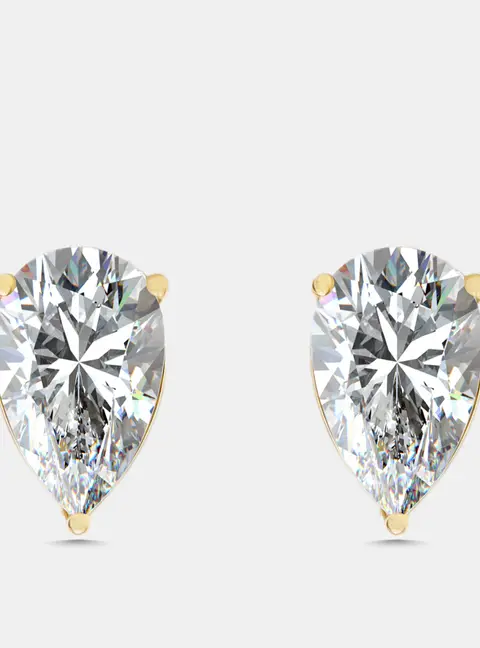 4 cts Pear Lab Grown Diamonds 18k Yellow Gold Earrings