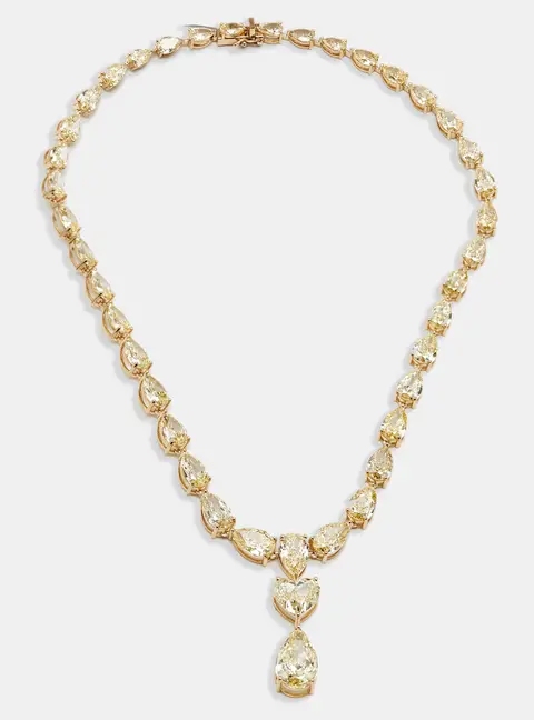 57 cts Pear, Heart Lab Grown Diamonds 18k Yellow Gold Necklace
