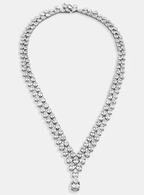 71 cts Pear Lab Grown Diamonds 18k White Gold Necklace