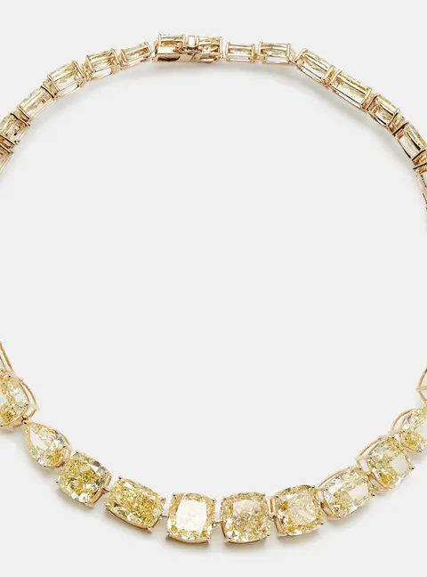 142 cts Cushion, Pear Lab Grown Diamonds 18k Rose Gold Necklace