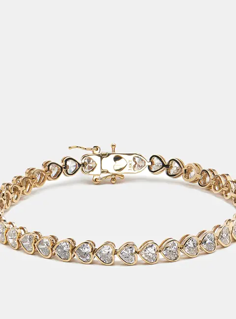 9.5 cts Heart Lab Grown Diamonds 18k Yellow Gold Bracelet