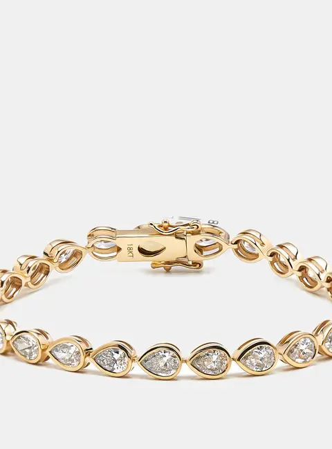 9 cts Pear Lab Grown Diamonds 18k Yellow Gold Bracelet