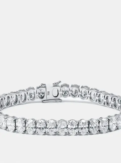 16 cts Oval Lab Grown Diamonds 18k White Gold Bracelet