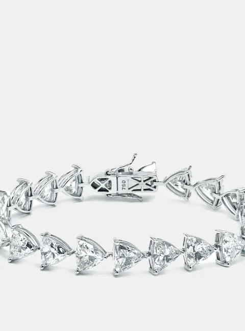 22 cts Trillion Lab Grown Diamonds 18k White Gold Bracelet