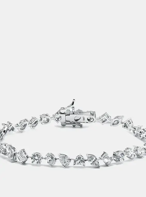 6.5 cts Multi Shape Lab Grown Diamonds 18k white Gold Bracelet