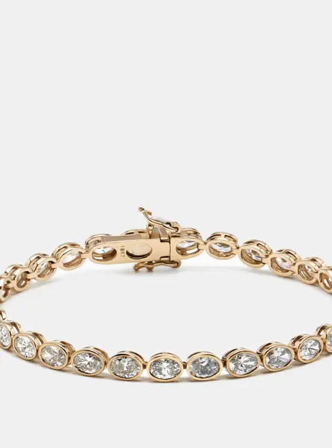 7 cts Oval Lab Grown Diamonds 18k Yellow Gold Bracelet
