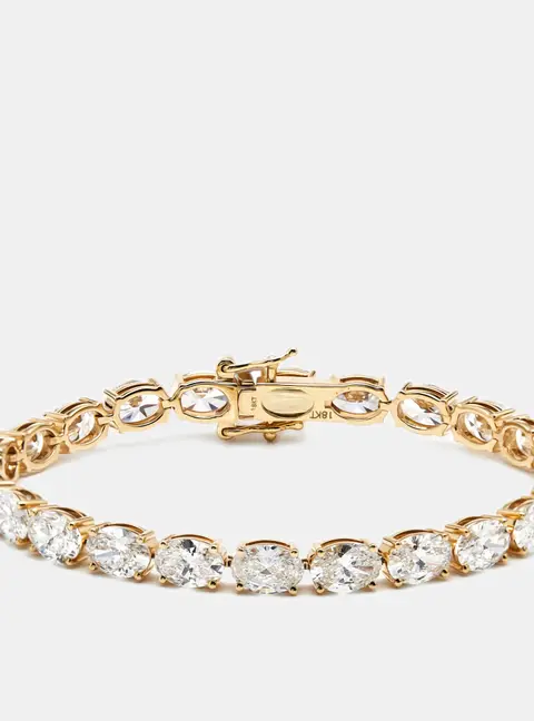 12.5 cts Oval Lab Grown Diamonds 18k Yellow Gold Bracelet