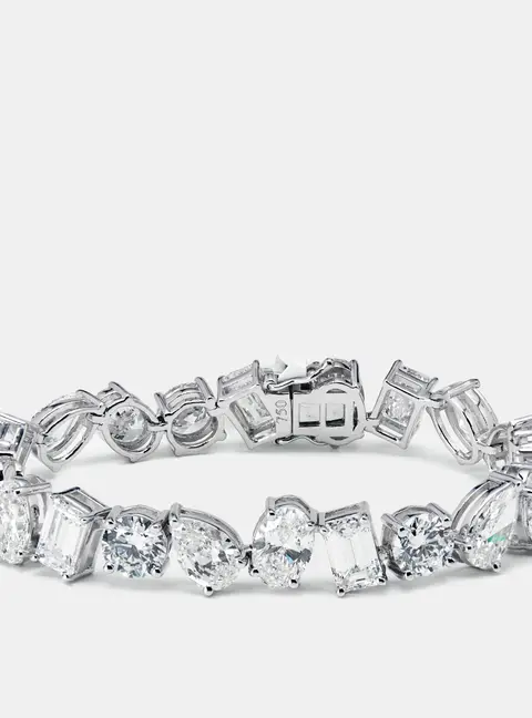 23 cts Multi Shape Lab Grown Diamonds 18k White Gold Bracelet