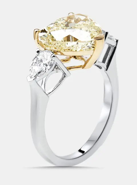 5.7 cts Heart, Pear Lab Grown Diamonds 18k Two Tone Gold Ring Size 54