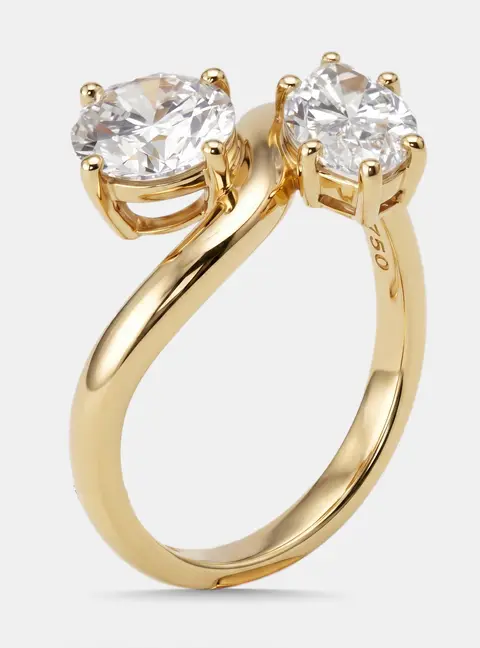2 cts Marquise, Round Lab Grown Diamonds 18k Yellow Gold Ring Size 52