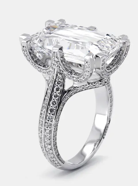 11 cts Crisscross Cut, Round Lab Grown Diamonds 18k White Gold Ring Size 53