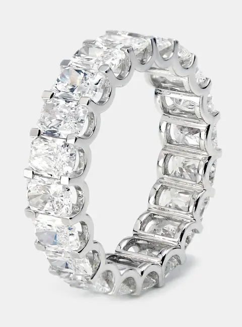 5 cts Radiant Lab Grown Diamonds 18k White Gold Ring Size 53