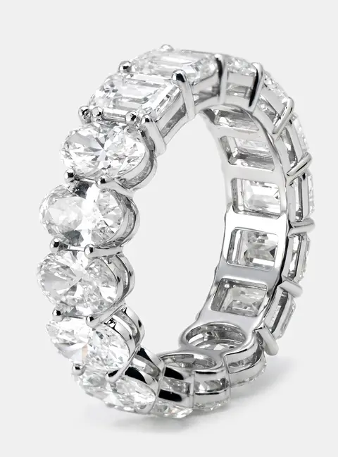 7 cts Emerald Cut Lab Grown Diamonds 18k White Gold Ring Size 53