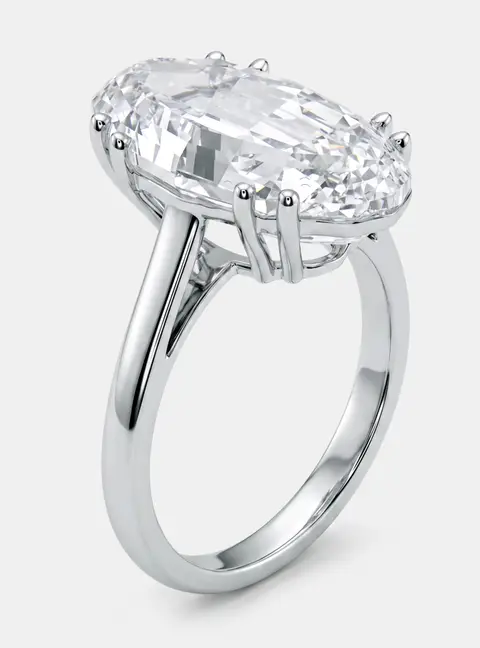10 cts Oval Step Lab Grown Diamonds 18k White Gold Ring Size 52