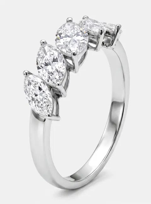 1.5 cts Marquise Lab Grown Diamonds 18k White Gold Ring Size 52