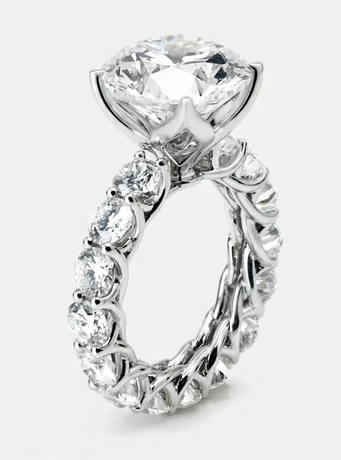 12.5 cts Round Lab Grown Diamonds 18k White Gold Ring Size 53