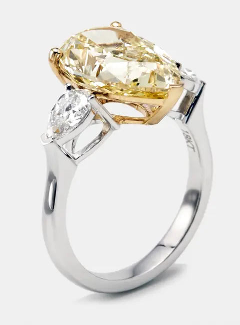 6.3 cts Pear Lab Grown Diamonds 18k Two Tone Gold Ring Size 52