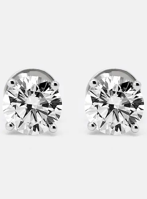 4.00 cts Round Lab Grown DIamond 14k White Gold Earrings