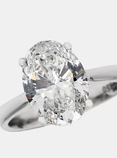 3 cts Oval Lab Grown DIamond 14k White Gold Ring Size 52