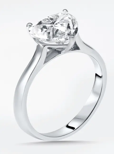 3 cts Heart Lab Grown DIamond 14k White Gold Ring Size 52