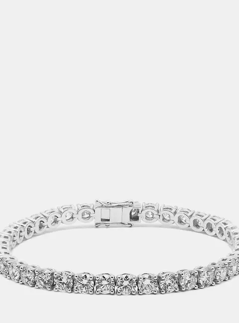 11 cts Round Lab Grown DIamond 14k White Gold Bracelet 17 cm