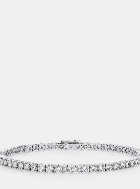 5.3 cts Round Lab Grown DIamond 14k White Gold Bracelet 17 cm