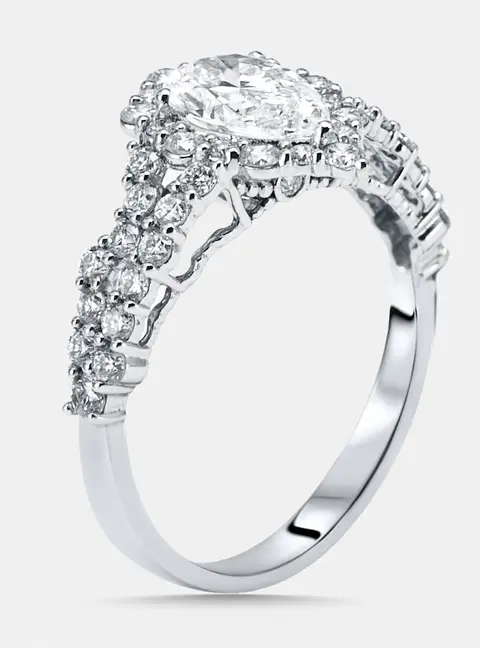 1.88 cts Pear Lab Grown Diamond 14K White Gold Ring Size 55