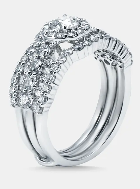1.65 cts Round Lab Grown Diamond 14K White Gold Ring Size 54