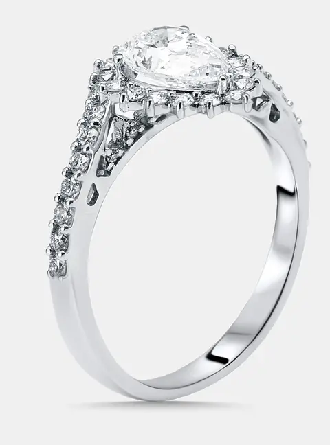 1.57 cts Pear Lab Grown Diamond 14K White Gold Ring Size 55