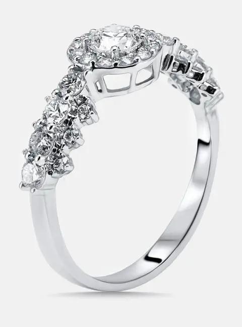1.13 cts Round Lab Grown Diamond 14K White Gold Ring Size 54