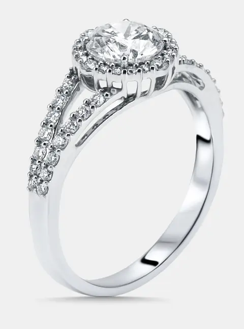 1.23 cts Round Lab Grown Diamond 14K White Gold Ring Size 55