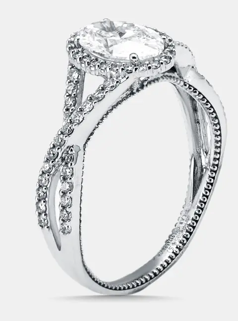 1.30 cts Oval Lab Grown Diamond 14K White Gold Ring Size 54